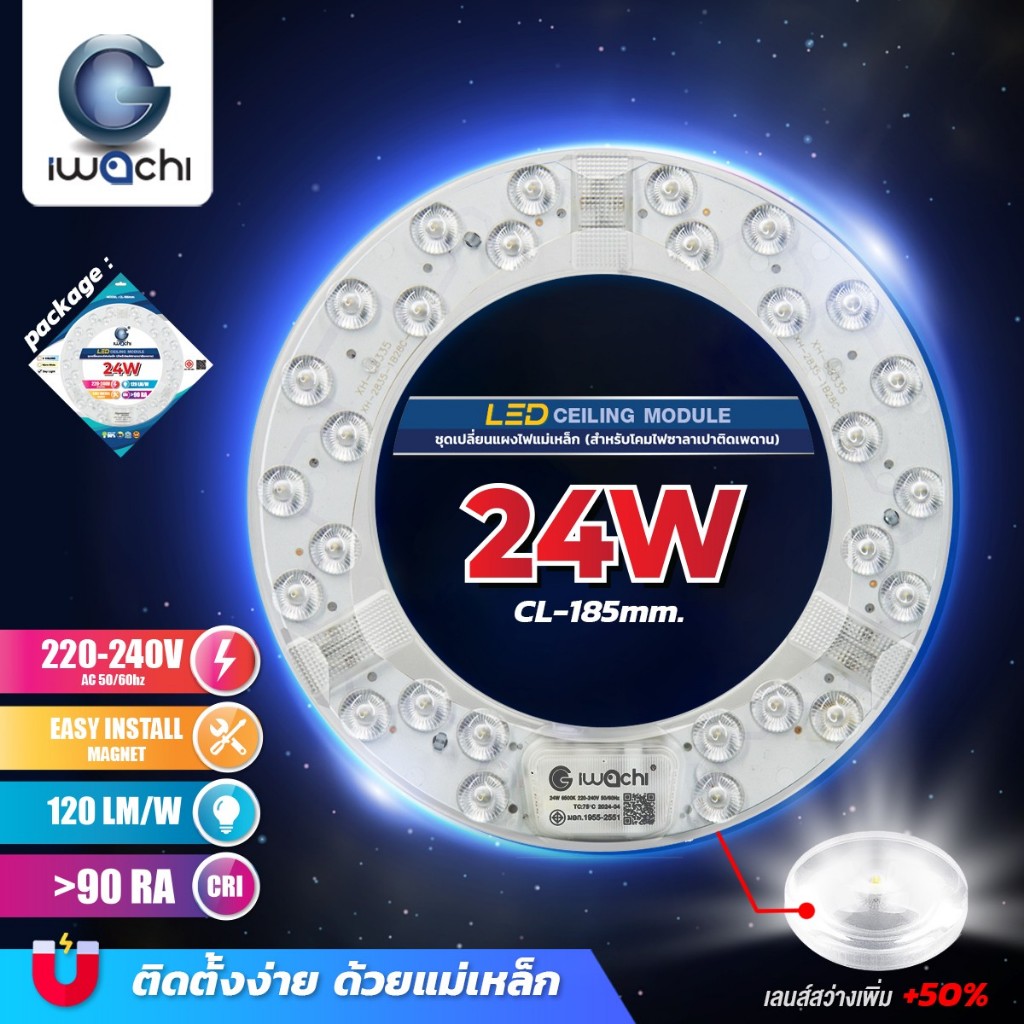 แผงไฟแม่เหล็ก IWC-CEILING-MODULE-CL-185mm-24W -CEILING-MODULE-CL-225mm-36W