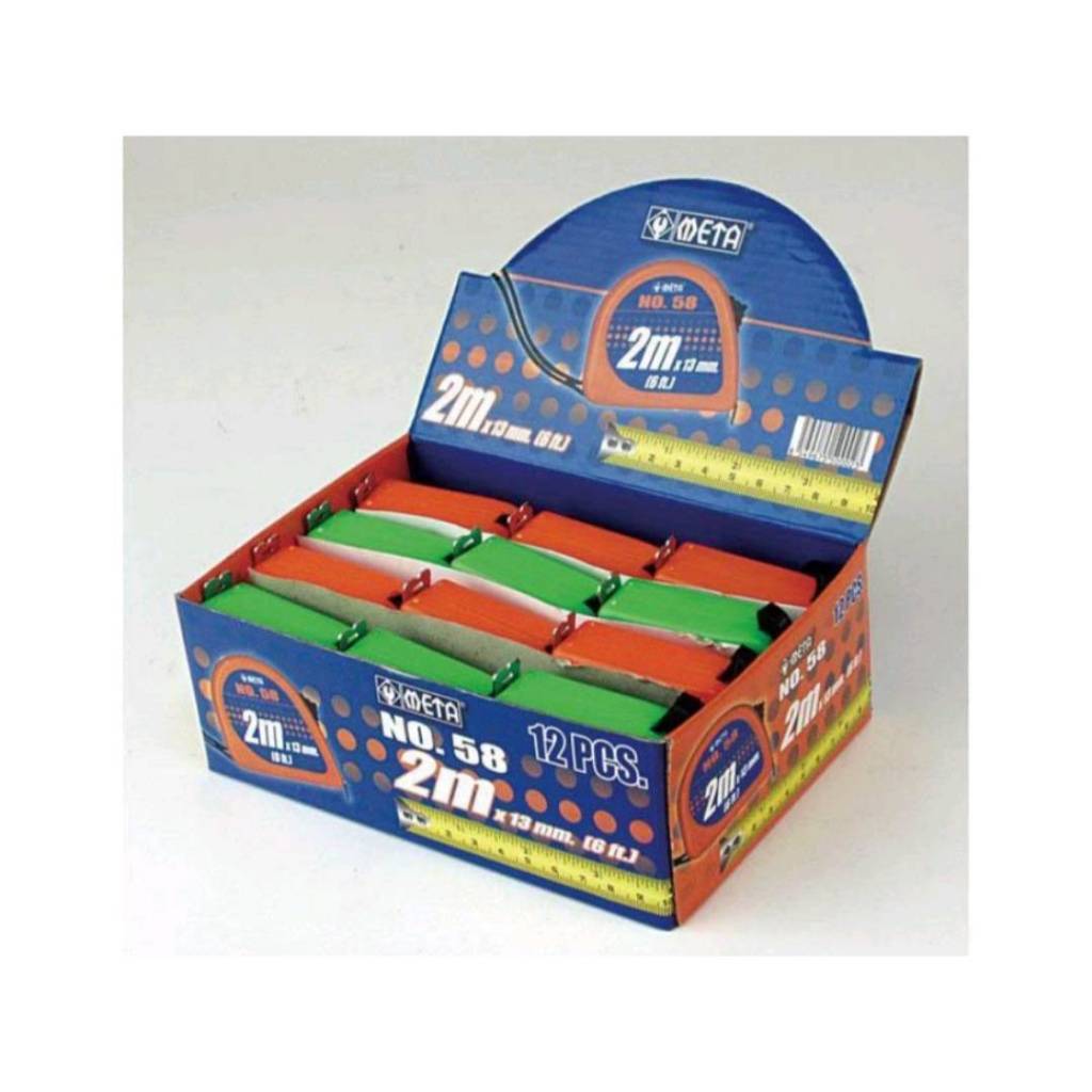 ตลับเมตร 2 เมตร ยี่ห้อ META No.58 ขนาด 2.0 m x 13 mm.ตลับเมตร NO.58 META META MEASURING TAPE NO.58 2