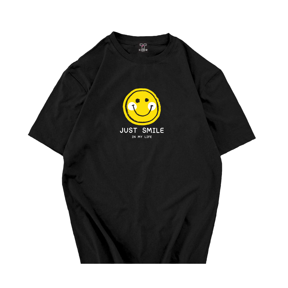 เสื้อยืด มินิมอล JUST SMILE ผ้าCOTTON100% พร้อมส่ง