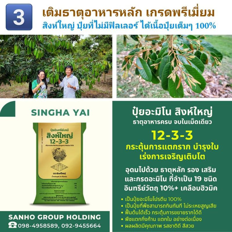 ปุ๋ยอินทรีย์เคมี ปุ๋ยอมิโน ตราสิงห์ใหญ่ ขนาด 1 kg ราคา 50.-
