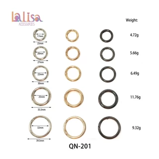 ตะขอกลม ห่วงสปริงพวงกุญแจ ตะขอข้อต่อสายกระเป๋า ห่วงกลมแบบสปริง Alloy O ring (E-2-J,QN-201)