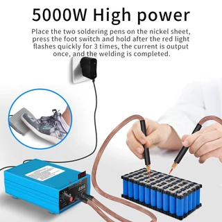 เครื่องเชื่อมจุดไฟ พลังงานสูง 5000W/8000W DIY 18650 พร้อมเท้าที่ถอดออกได้ และปากกาบัดกรีแบตเตอรี่ สําหรับนิกเกิล