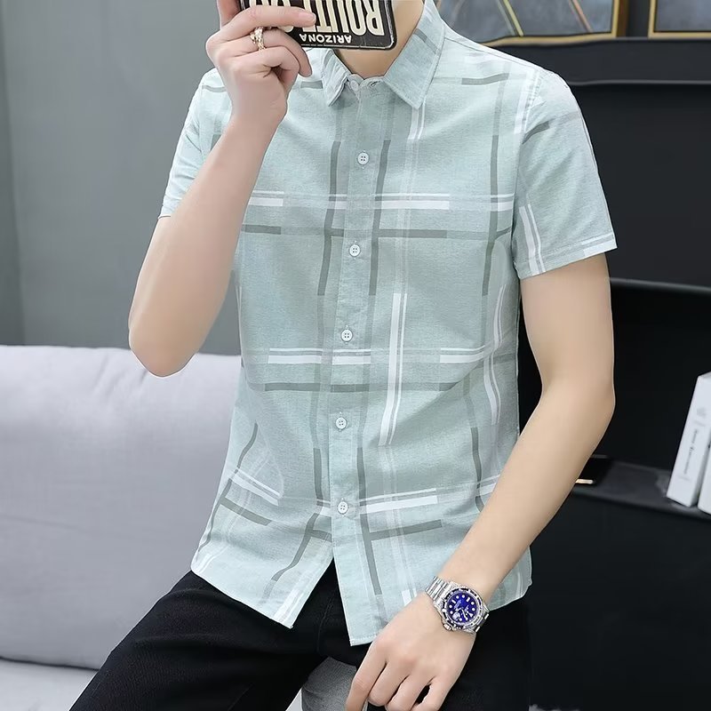 เสื้อเชิ๊ตชายแขนสั้น เสื้อแฟชั่นผู้ชาย ผ้านุ่ม ใส่สบาย พร้อมส่ง – โปรปัง