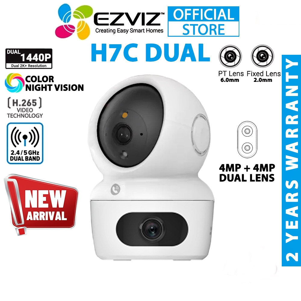 กล้องวงจรปิดไร้สาย EZVIZ รุ่น H7C Dual 2K⁺ & 2K⁺ Dual-Lens Pan & Tilt Wi-Fi Camera ตรวจจับการเคลื่อนไหว AI อัจฉริยะ