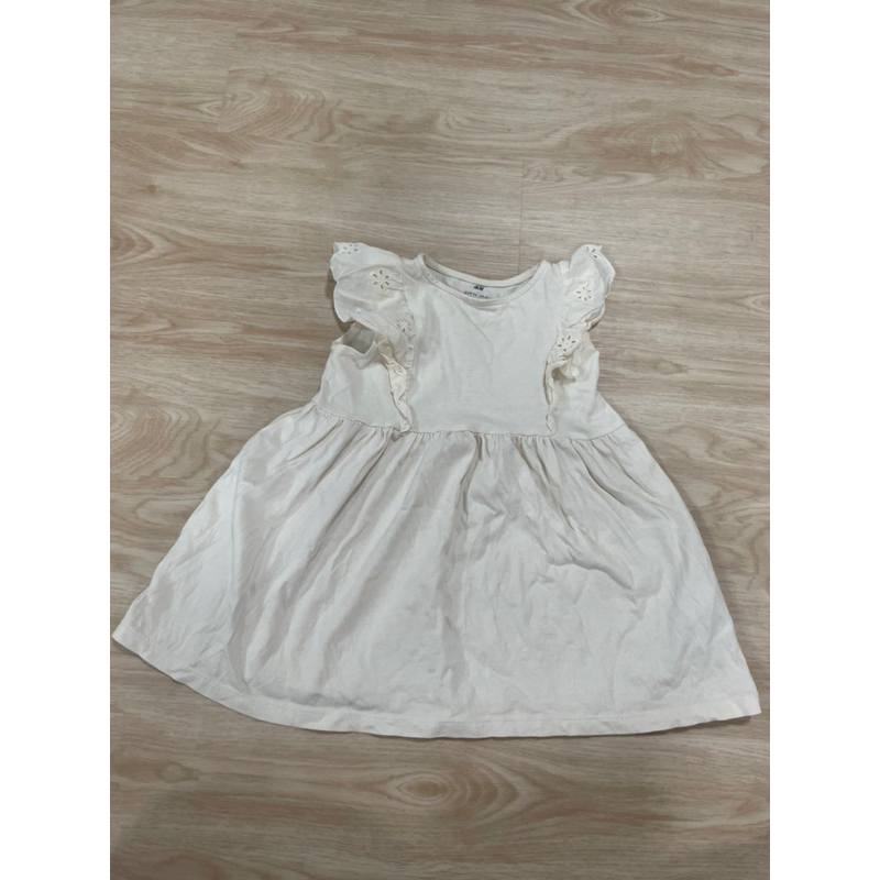 H&M  Girl Broderie anglaise frill-trimmed dress มือ 2 สีขาว ไซส์ EUR 92