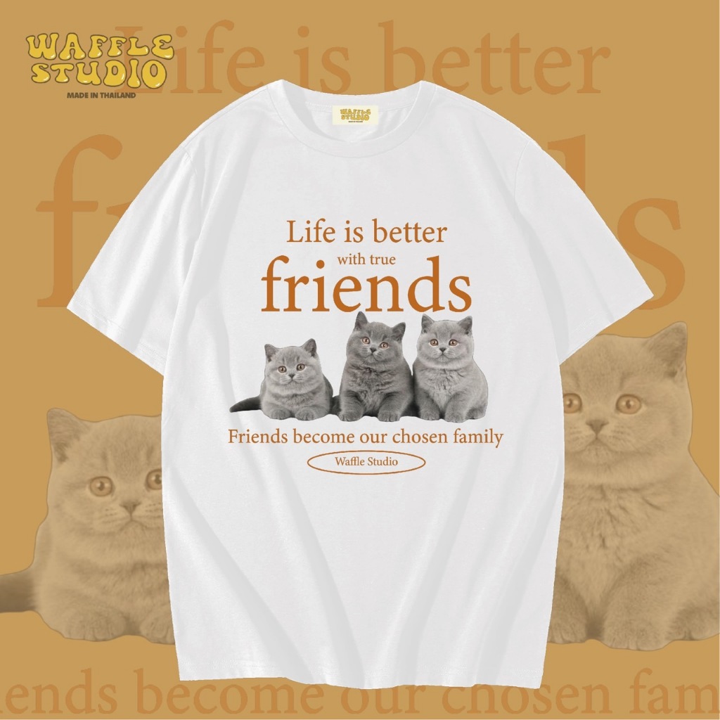 [ส่งฟรี ] WS0266 เสื้อยืดโอเวอร์ไซส์ เสื้อยืดเกาหลี ผ้าคอตตอน100% เสื้อยืด WAFFLE STUDIO