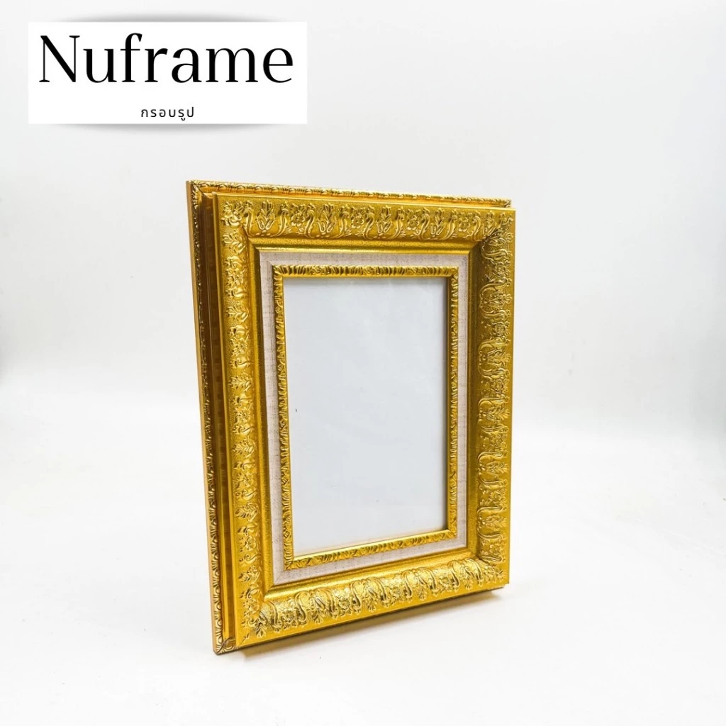 กรอบรูปลายดอกบัว 10x12 A3 10x14 10x15 10x16 11x14 11x15 11x16 12x15 12x16 12x18 30x40cm กรอบรูป กระจก ตั้งโต๊ะ แขวนผนัง