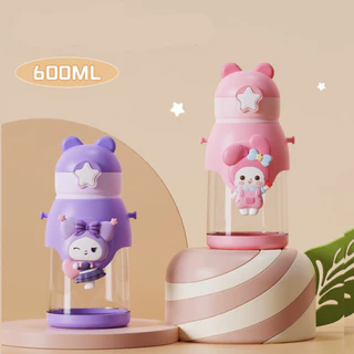 [BZ03] กระติกน้ำ กระบอกน้ำ กระติกน้ำเด็ก ขวดน้ำ ลายการ์ตูน ขนาด 600ml มีฝาปิดพร้อมหลอด น้ำหนักเบา