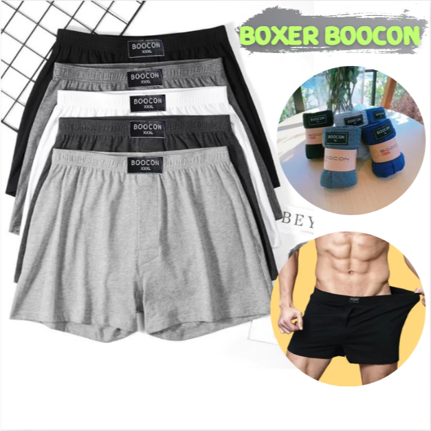กางเกงบ๊อกเซอร์ขาสั้นผู้ชาย Boxer Boocon (เซ็ต 5ตัว) สีพื้น ผ้านิ่มใส่สบายไม่อึดอัด ระบายความร้อนได้ดี แห้งไว พร้อมส่ง