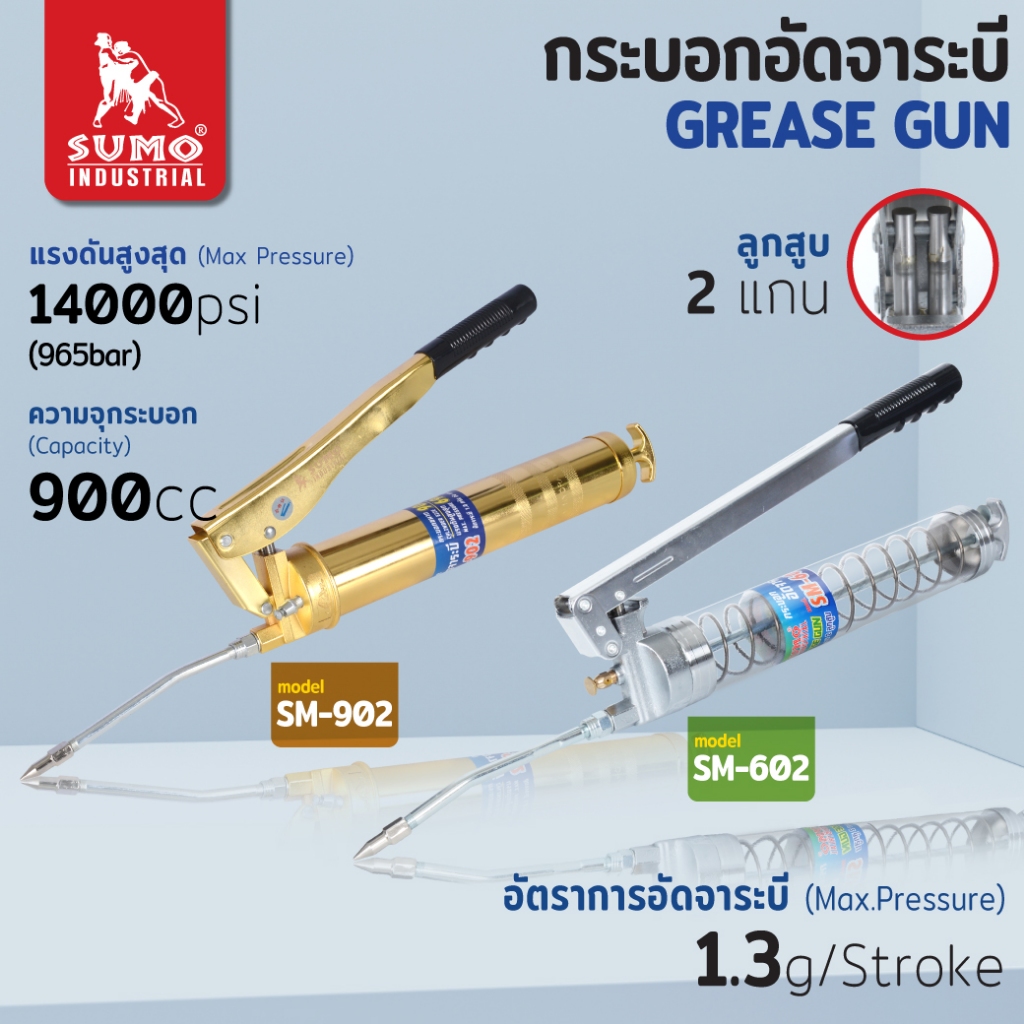 กระบอกอัดจารบี รุ่น SM-602 / SM-902 ใช้กับ เครื่องจักรหนักที่ต้องการแรงดันสูง SUMO