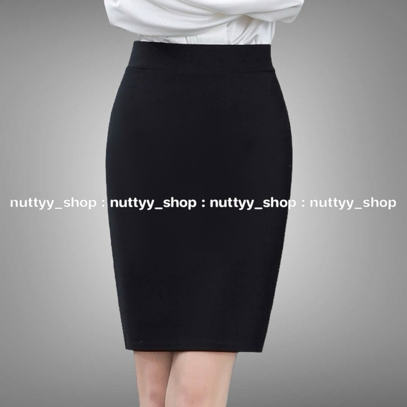 กระโปรงทรงสอบขอบเอวปีนผ้าโรเชฟผ่าหลัง 22“