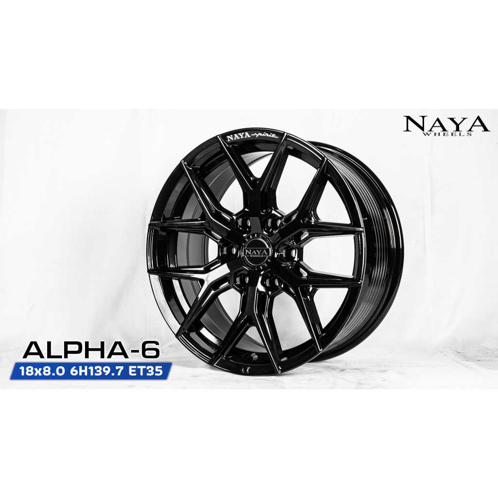 ล้อแม็ก NAYA รุ่น ALPHA-6 18X8.0 6H130 ET35 สีดำเงาทั้งวง+CNCตัวหนังสือ