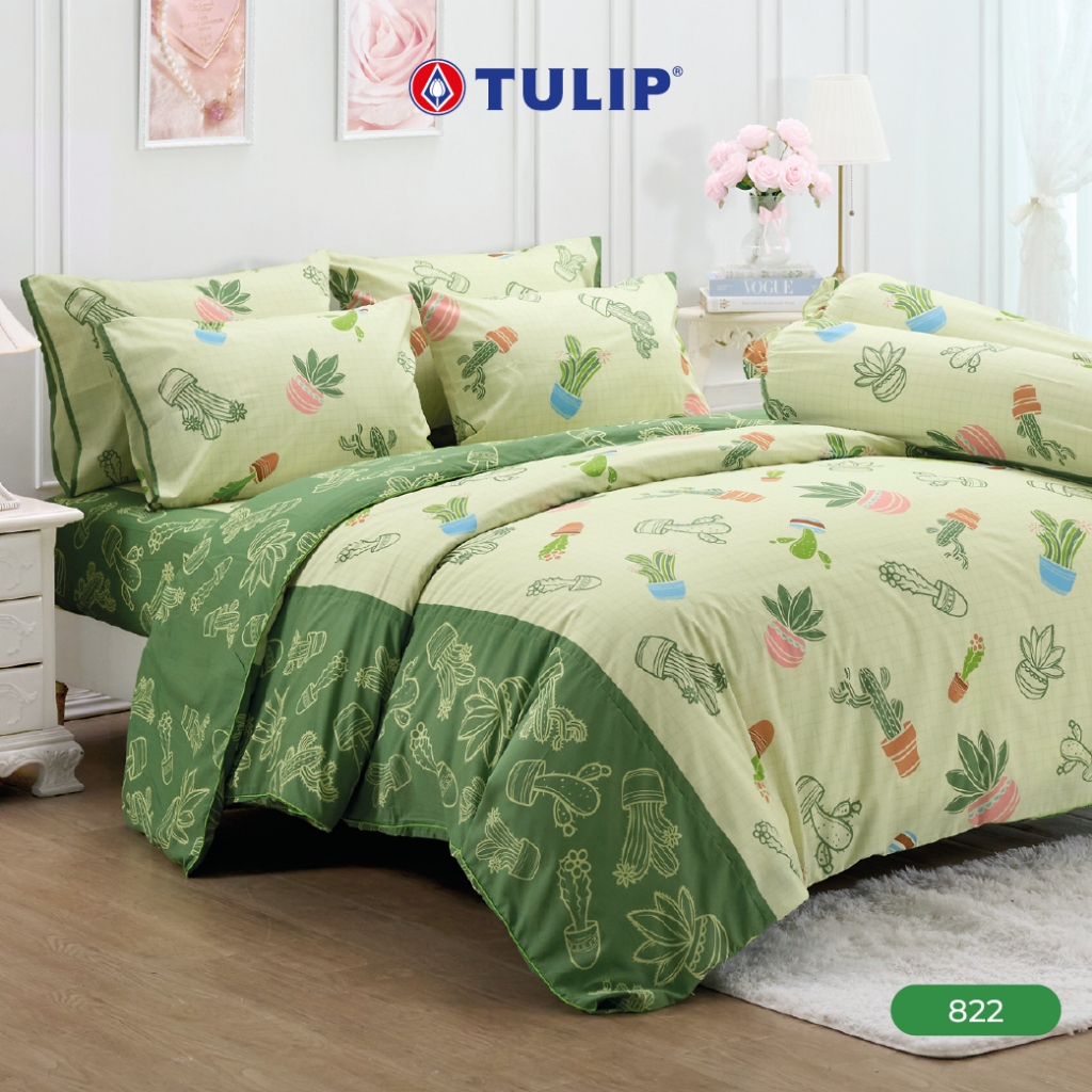 TULIP Cotton Mix พิมพ์ลาย 822 ชุดผ้าปูที่นอน ผ้าห่ม ผ้านวม พิมพ์ลายกราฟิกสวยงาม เนื้อผ้าหนาแน่น
