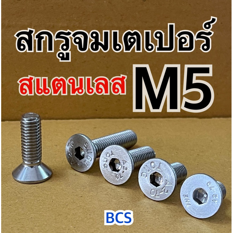 M5 (เบอร์8) สกรูจมเตเปอร์สแตนเลส หัวหกเหลี่ยม