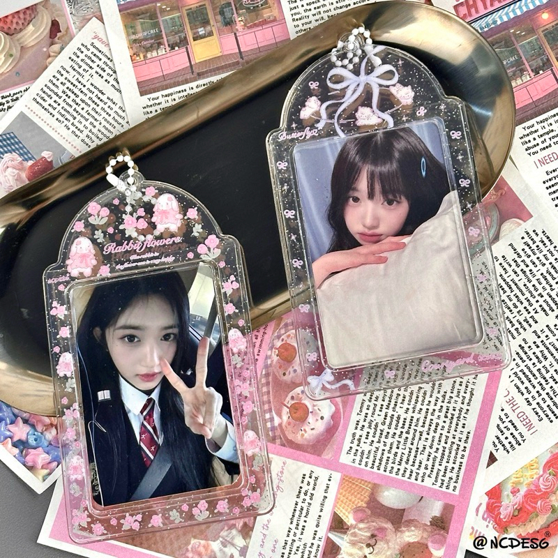 พร้อมส่ง เฟรมการ์ด ที่ใส่การ์ด ที่ใส่บัตร กลิตเตอร์ ลายโบว์,กระต่าย