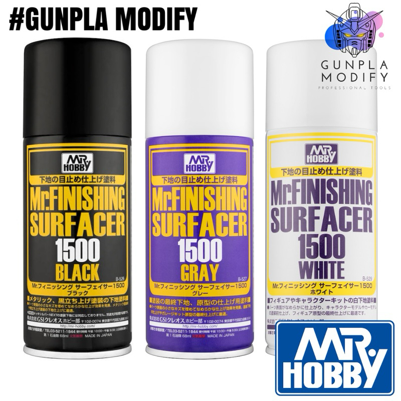 MR.FINISHING SURFACER 1500 SPRAY สเปรย์รองพื้นความละเอียดสูง 170 ml (BLACK, GRAY, WHITE)