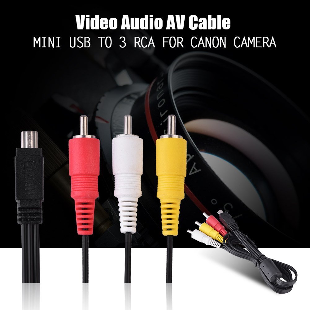 Mini USB 5Pin to 3RCA Audio Video Splitter AV Composite Cable Adapter for Canon Camera IXUS