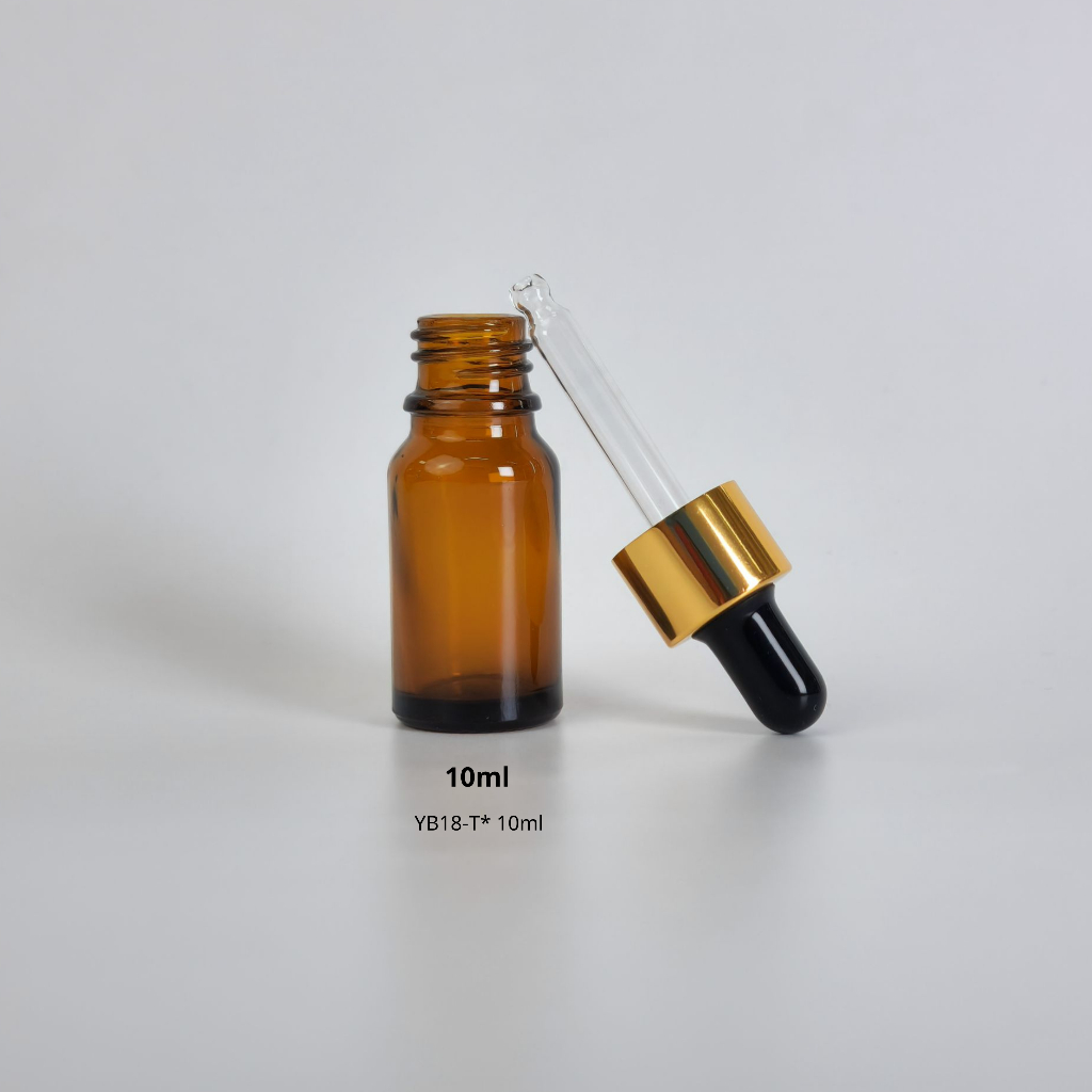 ขวดแก้วพร้อมดรอปเปอร์(ฝาสีทอง จุกดำ)ขนาด 5ml 10ml 15ml 20ml 30ml 50ml 100mlหัวบีบหยด ใส่เซรั่ม เอสเซ้น ขวดแบ่ง