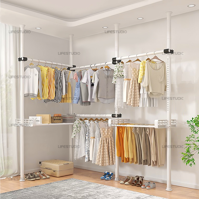 Life ราวแขวนผ้า DIY ราวตากผ้า แบบยืด ไม่ต้องเจาะ ประหยัดพื้นที่