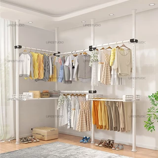 Life ราวแขวนผ้า DIY ราวตากผ้า แบบยืด ไม่ต้องเจาะ ประหยัดพื้นที่