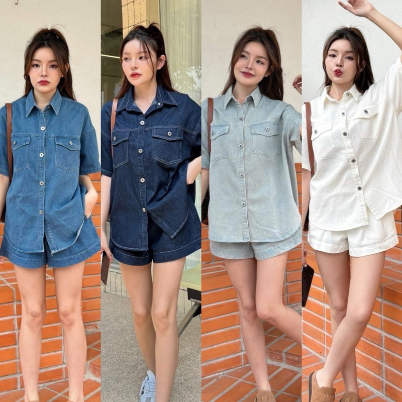 Proudly.bkk Denim Set 1004 ยีนส์รุ่นใหม่ แบบใหม่ แบบเอยเกาหลี