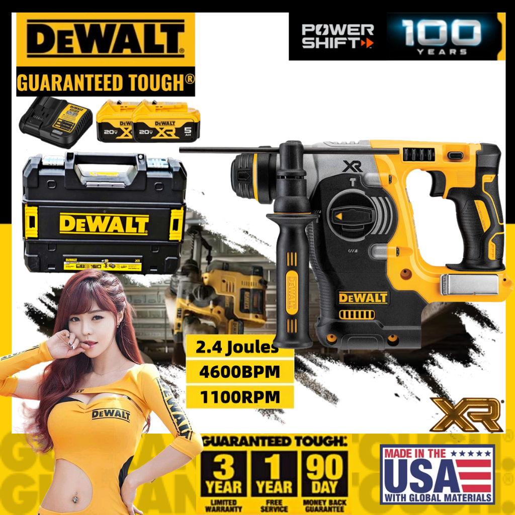 DEWALT DCH273 20Vแท่นขุดเจาะผลกระทบแบบไร้สายที่มีประสิทธิภาพ, แบตเตอรี่ลิเธียมแบบชาร์จไฟได้เครื่องมือไฟฟ้า