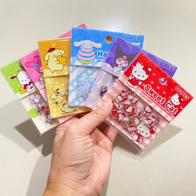 สติ๊กเกอร์ Sanrio โปร่งแสง 100ชิ้น/แพ็ค