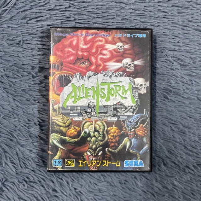 งานกล่องตลับแท้เครื่อง SEGA Mega Drive เกมส์ Alien Storm โซนJapan มีคู่มือตลับเปิดติดง่าย