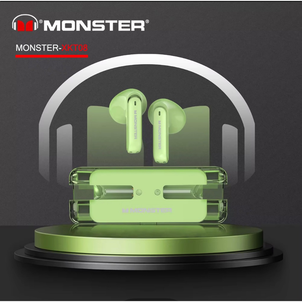 MonsterTWS XKT08 หูฟังบลูทูธไร้สาย BT5.3 Noise Cancelling  หน้าตาสุดคลาสสิค พกพาสะดวกต่อการใช้งาน สินค้ามีการรับประกัน