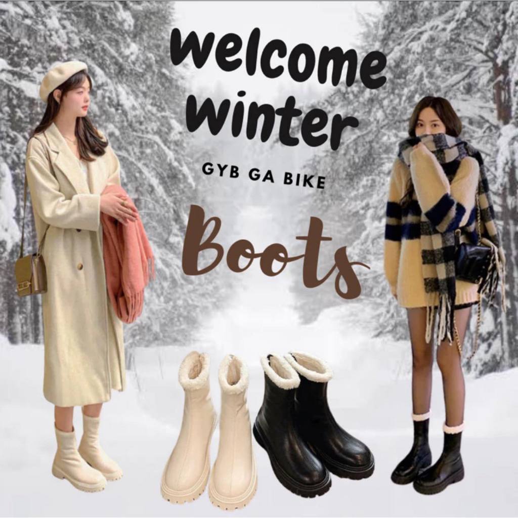 (พร้อมส่งจากไทย) รองเท้าบูท แฟชั่น กันหนาว บุขน รองเท้า