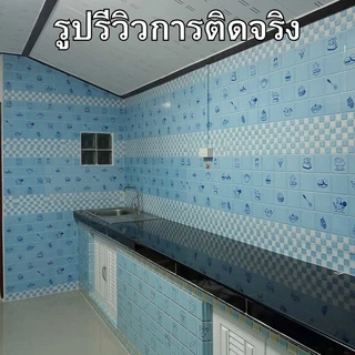 สติ๊กเกอร์กันคราบมัน ลายหินอ่อนผิวเงา ทนความร้อน กันคราบ กันน้ำ ลอกออกไม่ทิ้งคราบ วอลเปเปอร์ติดผนัง สติกเกอร์ติดผนัง