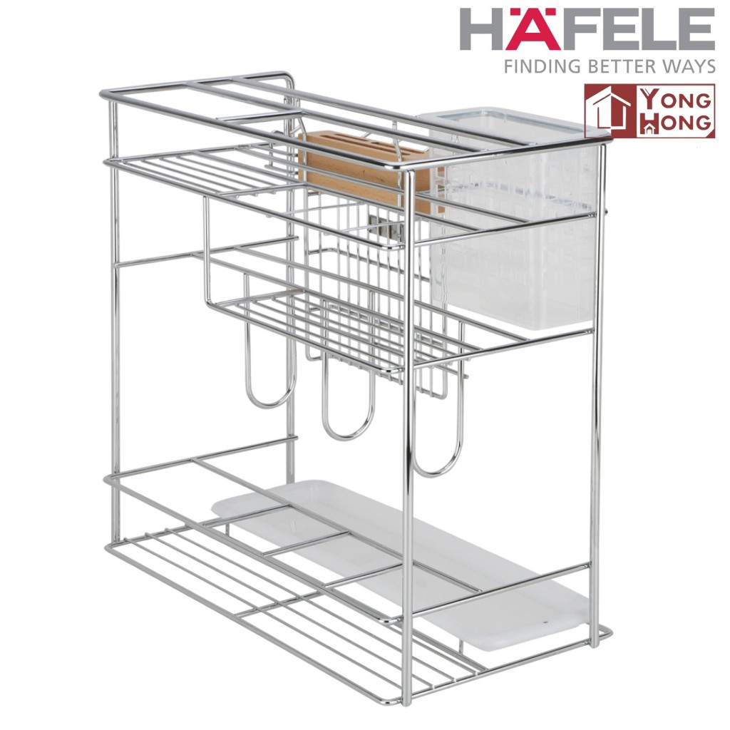 ตะแกรงเอนกประสงค์ 400 มม. สำหรับจัดเจ็บขวดในครัว HAFELE ST 495.35.300 สำหรับบานดึง 495.35.193 สำหรับบานเปิด