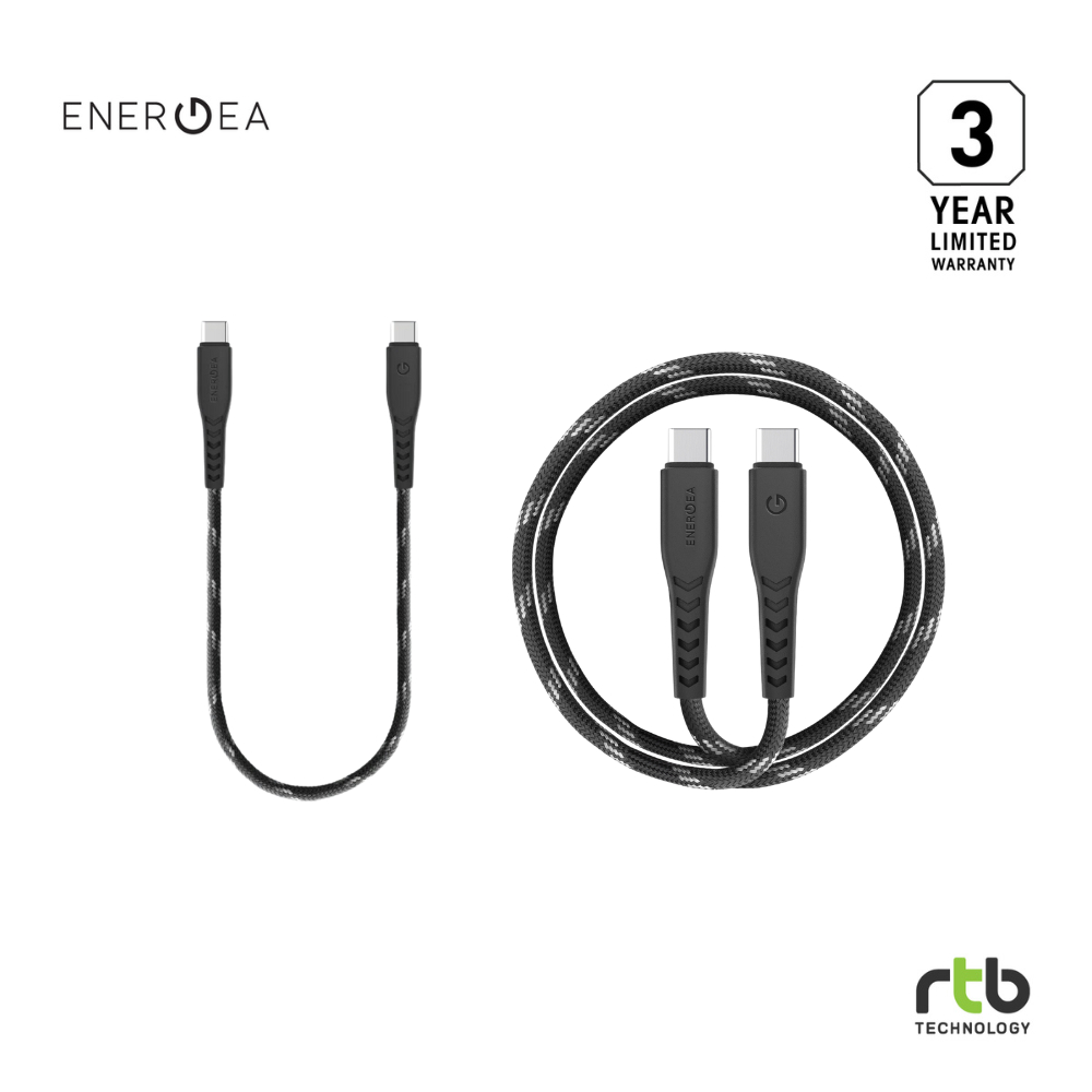Energea NyloFlex สายชาร์จเร็ว USB-C to USB-C (5A/100W/USB2.0 480Mbps data transfer)