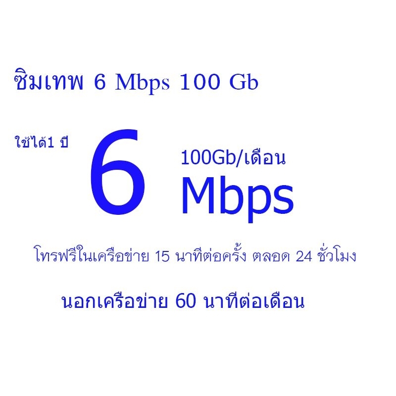 True 6Mbps 100Gb/เดือนนาน 1 ปี