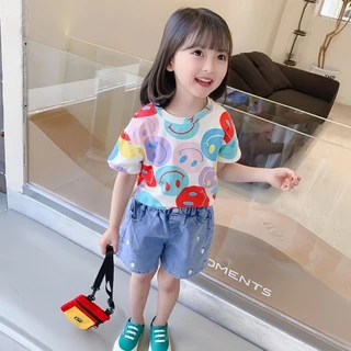 Beryl kids🌸เสื้อยืดแขนสั้นเด็กน่ารัก🎀พิมพ์ลายดอกไม้สวยๆ สไตล์เกาหลี ลําลองแฟชั่น รุ่นใหม่ ฤดูร้อน