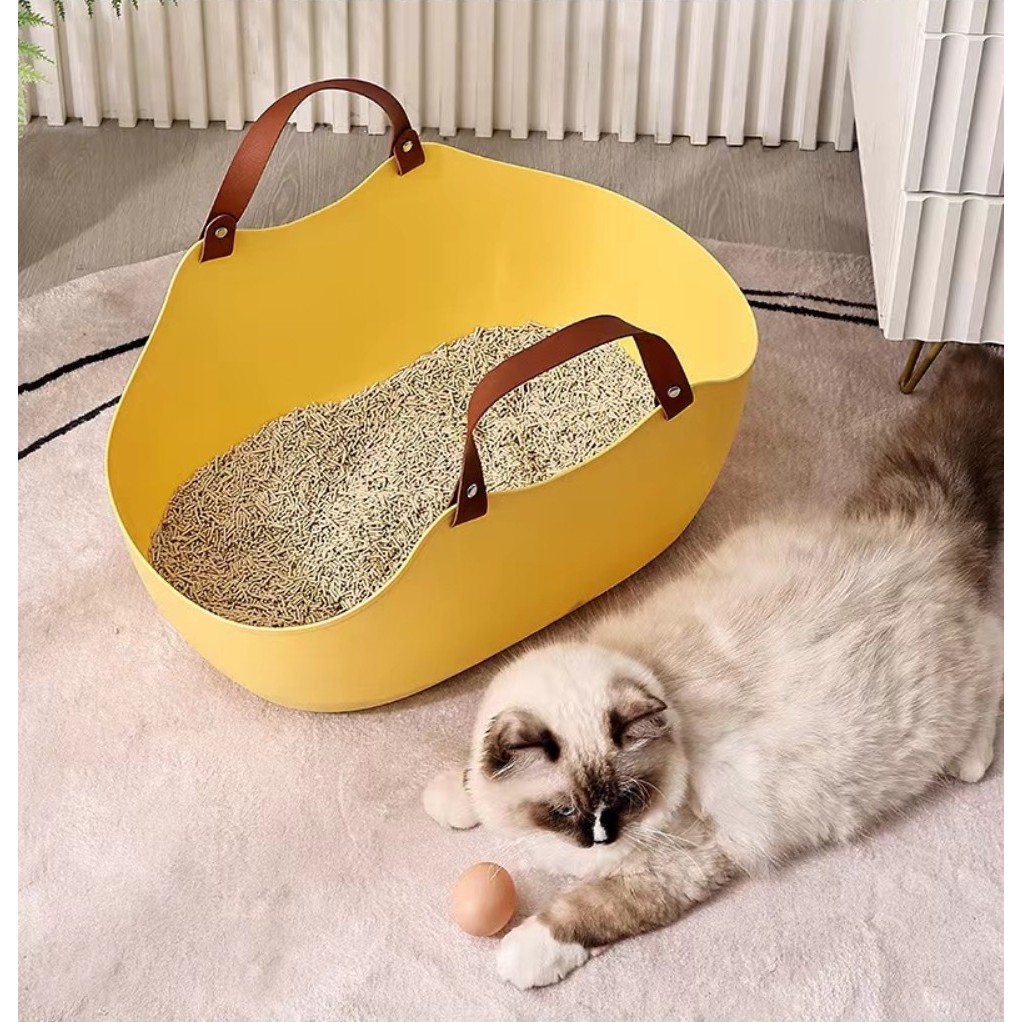 PEKO PET&CAT [AT050] กระบะทรายแมว ห้องน้ำแมว พกพาได้ มีหูหิ้ว ห้องน้ำพกพา แถมพลั่วตักทราย