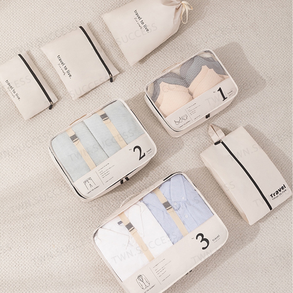 เซ็ตกระเป๋าจัดระเบียบ 7 ใบ กระเป๋าเก็บของ เก็บเสื้อผ้า จัดระเบียบกระเป๋าเดินทาง