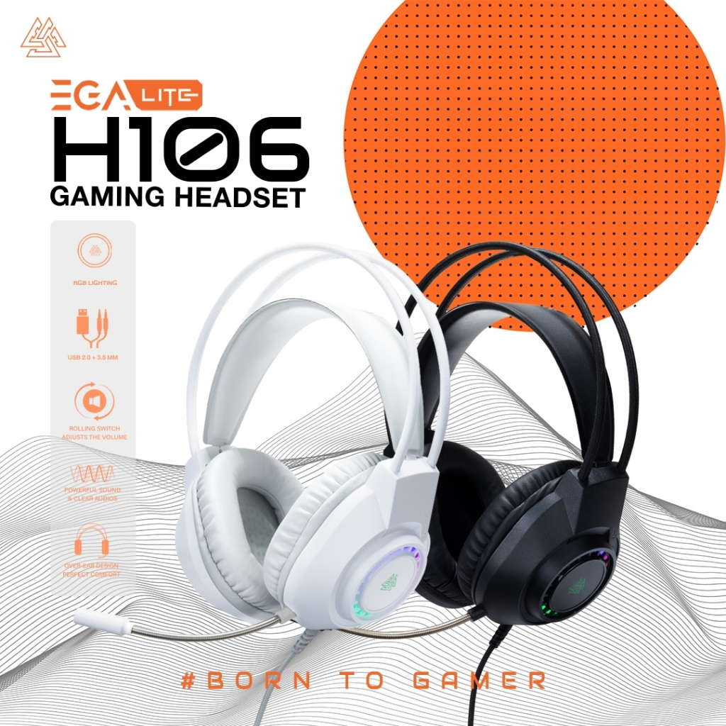 EGA H106 Lite Gaming Headset หูฟังเกมมิ่ง เชื่อมต่อผ่านสาย USB + 2 Jack 3.5mm