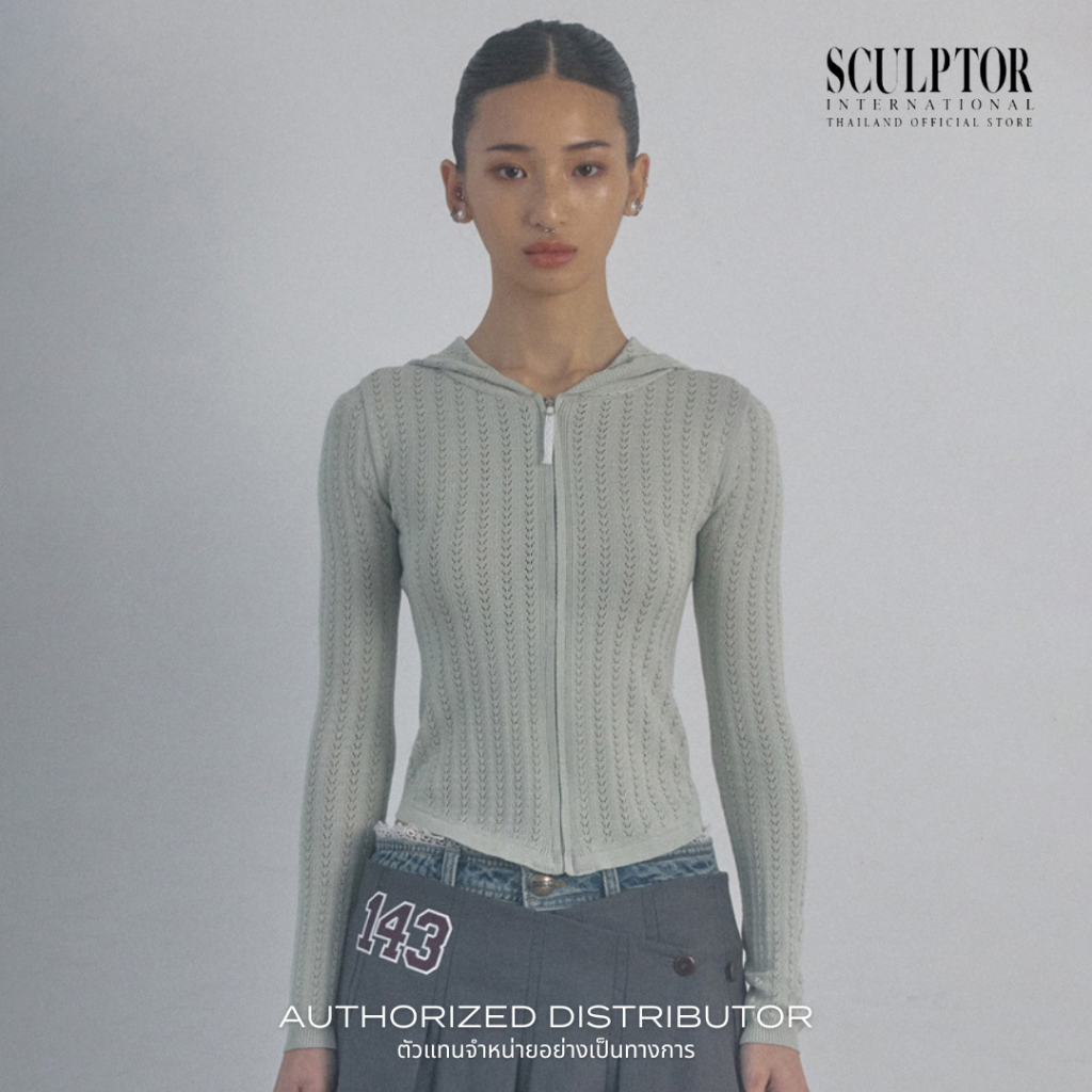SCULPTOR® เสื้อฮูดดี้ Eyelet Zip-Up Hoodie