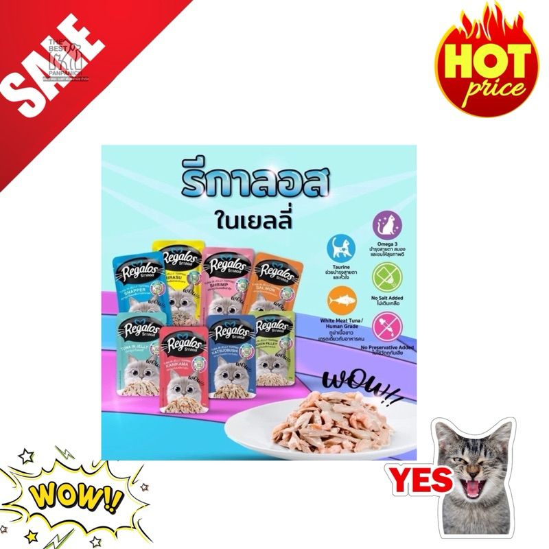 Regalos อาหารเปียกแมว รีกาลอส [12 ซอง] ทูน่าเนื้อขาว ไม่เติมเกลือ ขนาด 70 กรัม