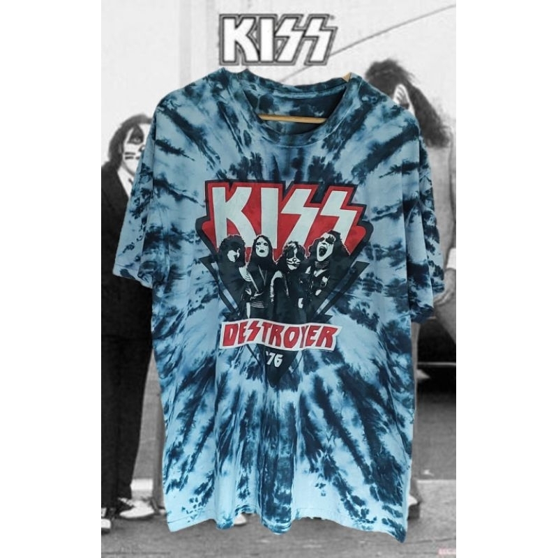 เสื้อวง  KISS Destroyer '76 Liquid Blue
 Short Sleeve Blue Tie Dye
 Band Tee Shirt  2016'