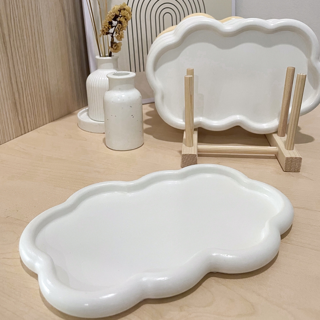 ถาดปูนสไตล์เกาหลี พร็อพถ่ายรูปสินค้า ตกแต่งห้อง ร้านกาแฟ ที่วางเทียนหอม MINIMAL