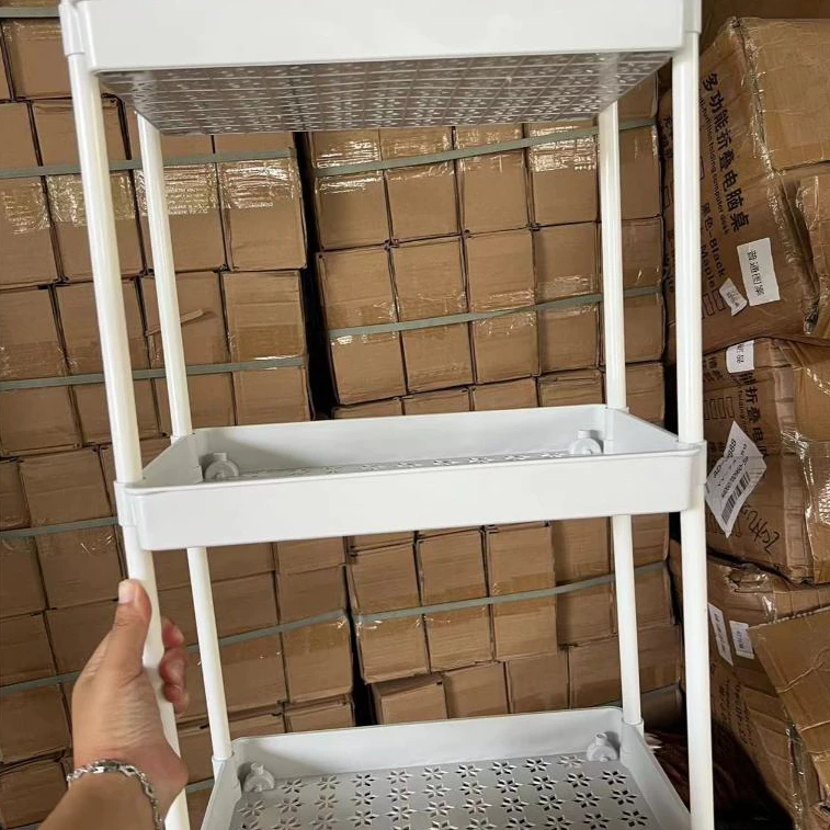 ชั้นวางของรถเข็นพลาสติก 3ชั้น  พร้อมล้อเลื่อน+ที่จับ รถเข็นเก็บของ  เคลื่อนย้ายสะดวก วางของในครัว รุ่นฮิต พร้อมส่ง! thumbnail 3