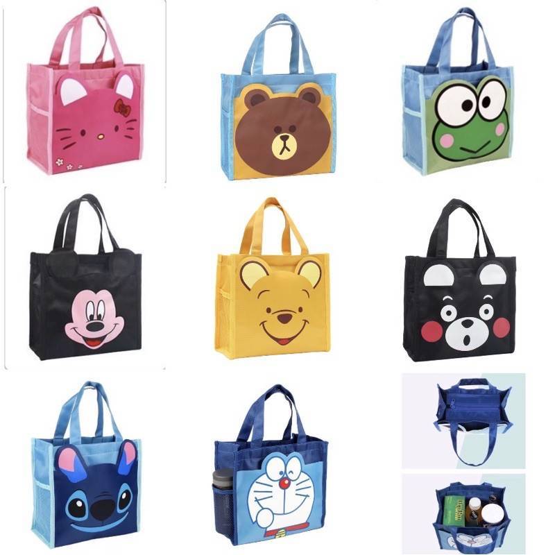 Miki.hp กระเป๋าถือ 👜👜 สไตล์เกาหลีแฟชั่น น่ารัก - กันน้ำ กระเป๋าใส่ของอเนกประสงค์ ลายการ์ตูน