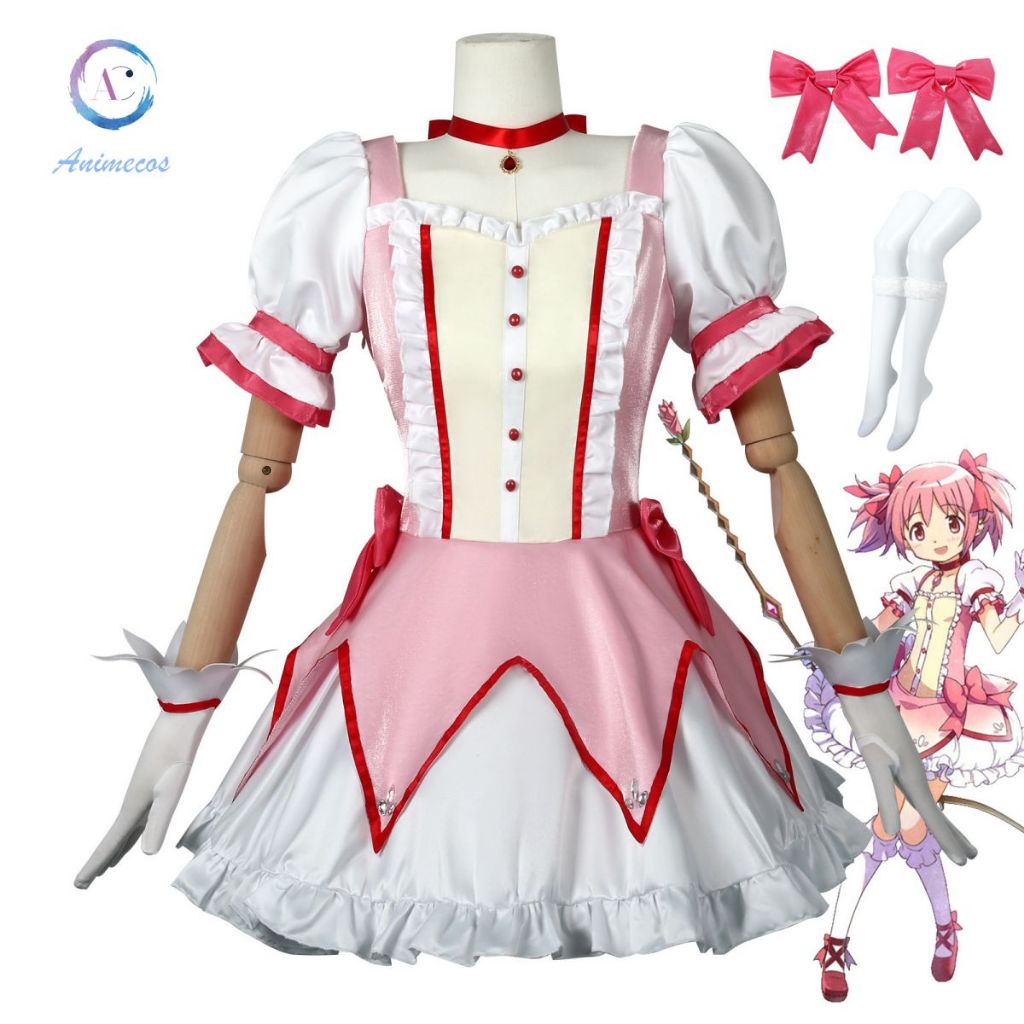 Kaname Madoka คอสตูมคอสเพลย์ อะนิเมะ Puella Magi Madoka Magica ชุดคอสเพลย์สำหรับผู้หญิง ชุดอนิเมะ