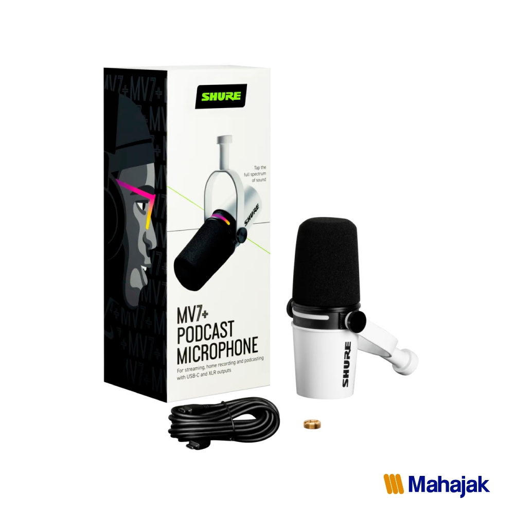 MV7+ Podcast Microphone (สีขาว) ไมค์สำหรับบันทึกเสียง งาน Podcast และ Streaming