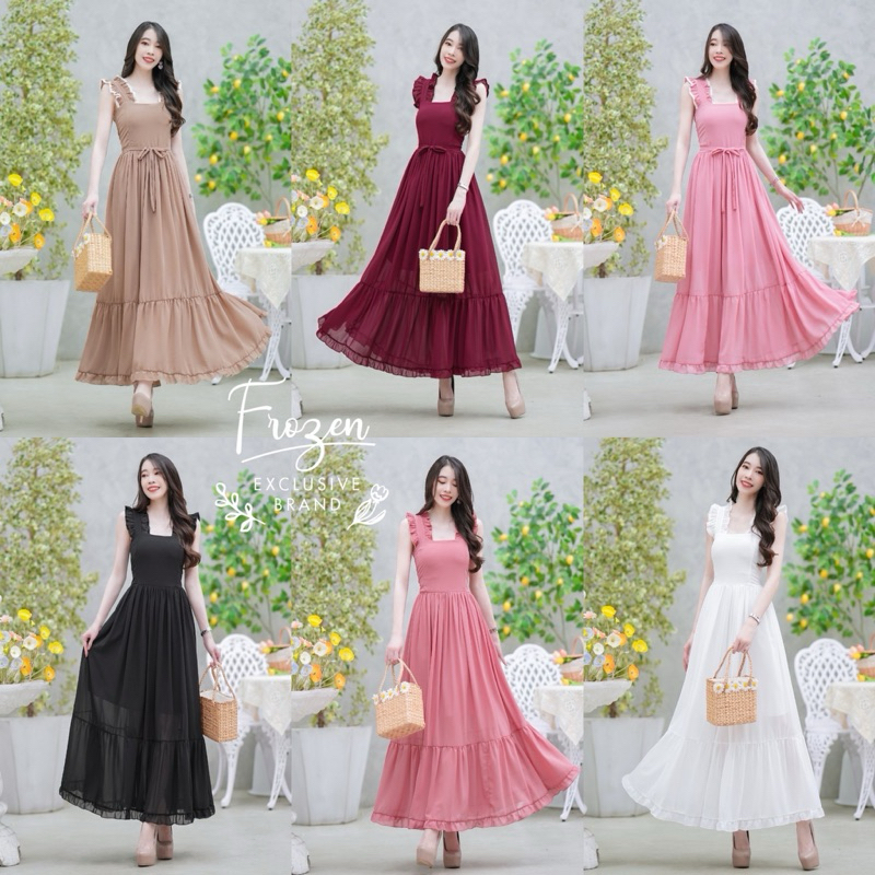 Maxi Dress แม็กซี่เดรสแขนกุดลุคลูกคุณหนู