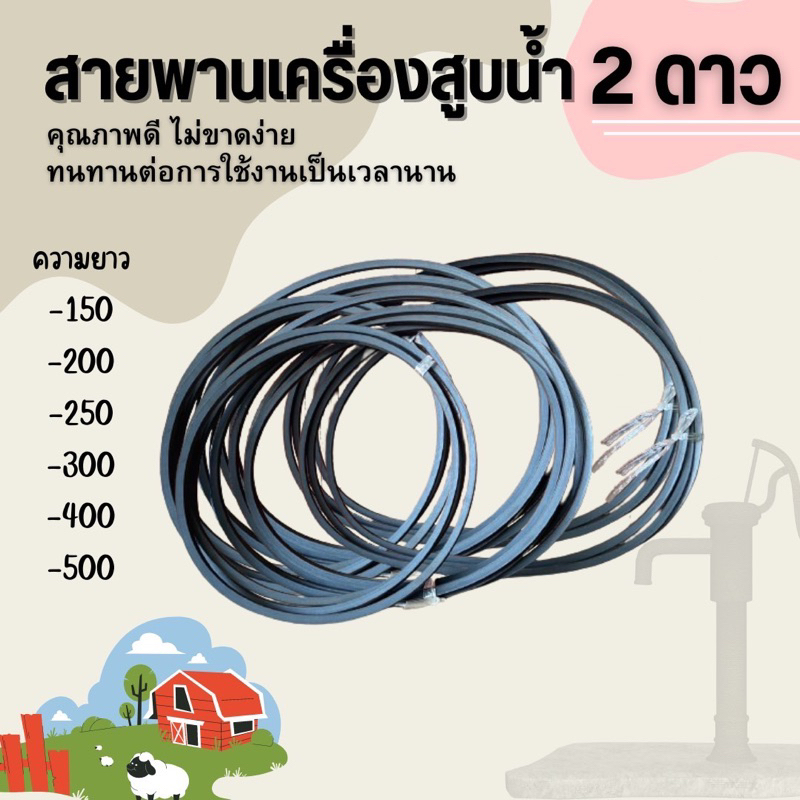 สายพานร่อง ตราสองดาว B150 B200 B250 B300 B400 B500 GEMINIROPE สายพานสูบน้ำ สายพานรถไถนา สายพานเกษตร 