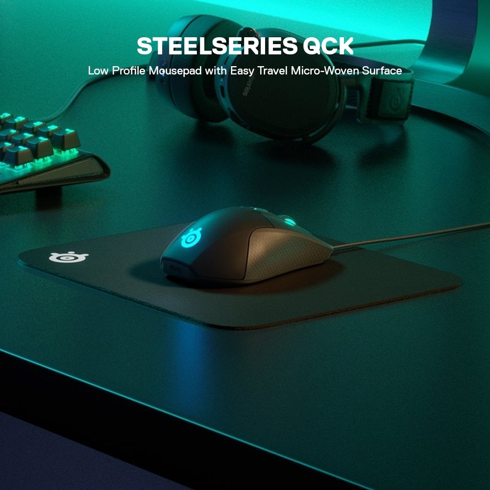 SteelSeries QcK Gaming Mousepad แผ่นรองเม้าส์ แบบ Control รุ่นเริ่มต้น ผ้า Micro-woven cloth S/L