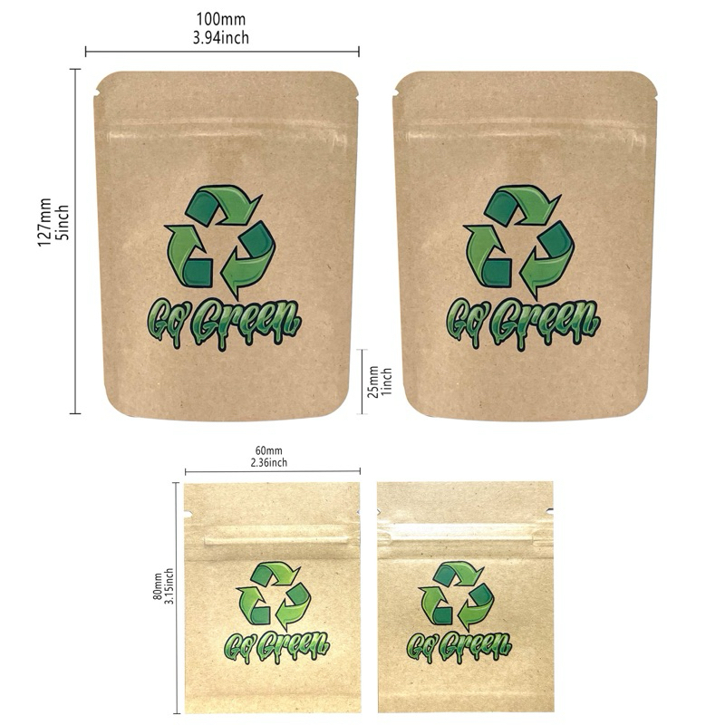High Quality Mylar Zip Bag Packaging Matte Go Green 1/3.5gr Smell Proof Water Proof